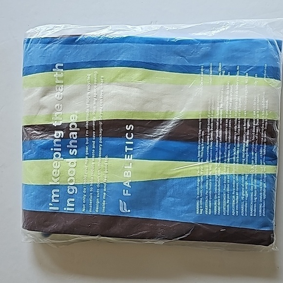 FABLETICS Midi Spaghetti Strap Stretch Striped Blue Green Dress Size M - Picture 6 of 8